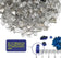 Load image into Gallery viewer, Size specification image showing American Fire Products 1/2 inch fire glass dimensions with approximately 1/2 inch thickness and varying widths.
