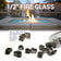 Load image into Gallery viewer, Size specification image showing American Fire Products 1/2 inch fire glass dimensions with approximately 1/2 inch thickness and varying widths.