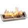 Load image into Gallery viewer, American Fire Products 18 inch by 6 inch stainless steel linear drop-in fire pit pan CSA certified electric ignition system showing active flame output across linear burner for outdoor gas fire feature