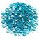 Load image into Gallery viewer, American Fire Products Aqua Blue Luster fire beads glowing in fire pit with bright flames reflecting off blue glass surface