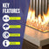 Load image into Gallery viewer, Key features infographic for American Fire Products fire glass highlighting indoor and outdoor use, extreme heat resistance, clean-burning performance with no chemicals, ash, smoke, or soot, and low-maintenance operation.