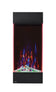 Load image into Gallery viewer, Napoleon Allure Vertical 38-inch electric fireplace displaying multicolor flames with decorative logs and accent lighting