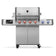 Load image into Gallery viewer, Front view of Napoleon Prestige PRO 500 stainless steel grill with red and blue illuminated knobs