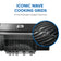 Load image into Gallery viewer, Napoleon Rogue PRO 525 SIB Black Gas Grill with Infrared Side Burner and 5 Burners with 'Iconic Wave Cooking Grids' text and close-up detail on a white background