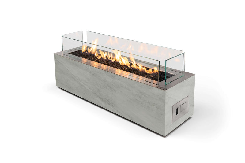 Load image into Gallery viewer, Front view of Planika Galaxy Kreta automatic outdoor gas fireplace with Dekton Kreta stone housing