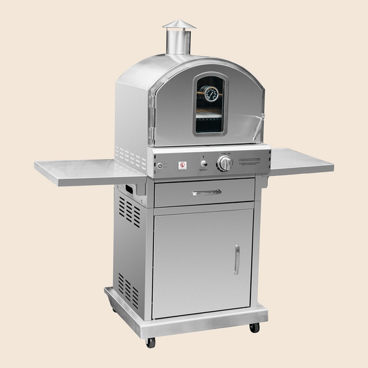 Summerset The Freestanding Outdoor Oven – Stainless Steel Pizza Oven with Cooking Racks, Pizza Stone, and Smoker Box on Cart