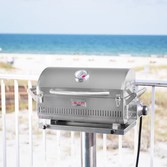 Blaze Professional LUX Marine Grade Portable Propane Gas Grill On Pedestal