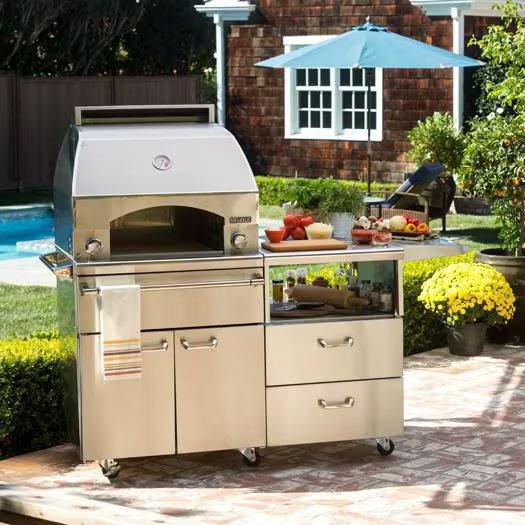 Lynx Professional Napoli 30-Inch Outdoor Pizza Oven On Mobile Kitchen Cart