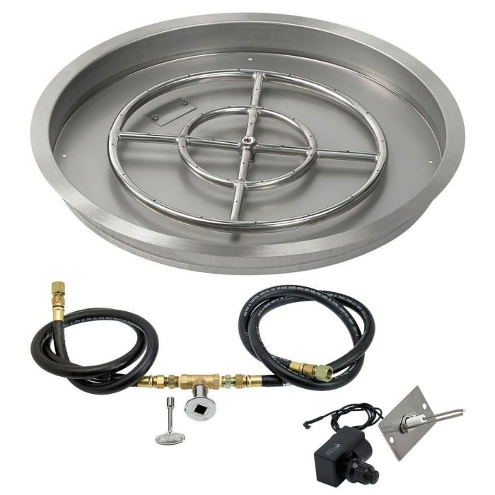 Load image into Gallery viewer, 25&quot; Round Drop-In Pan with Spark Ignition Kit (18&quot; Fire Pit Ring) - Natural Gas
