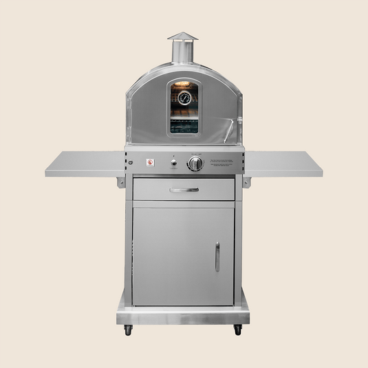Summerset The Freestanding Outdoor Oven – Stainless Steel Pizza Oven with Cooking Racks, Pizza Stone, and Smoker Box on Cart