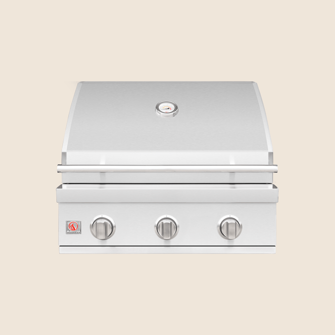 Summerset Sizzler 25″ Built-in Grill – Compact stainless steel gas grill with three tube burners and built-in temperature gauge, ideal for outdoor kitchens.