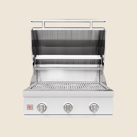 Summerset Sizzler 25″ Built-in Grill – Compact stainless steel gas grill with three tube burners and built-in temperature gauge, ideal for outdoor kitchens.