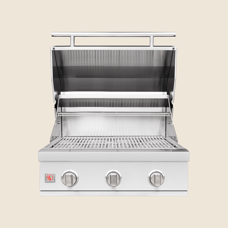 Load image into Gallery viewer, Summerset Sizzler 25″ Built-in Grill – Compact stainless steel gas grill with three tube burners and built-in temperature gauge, ideal for outdoor kitchens.
