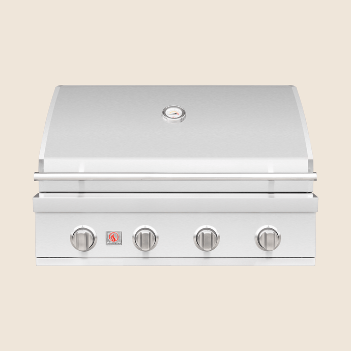 Summerset Sizzler 32″ Built-in Grill – Front view showing stainless steel construction, burner controls, and grilling surface
