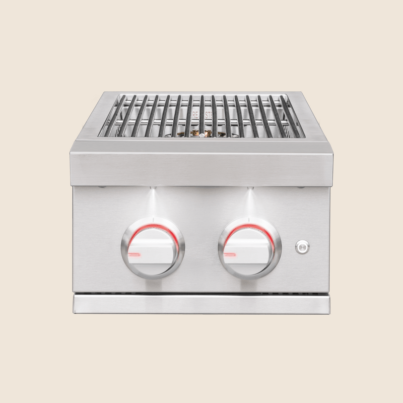 Load image into Gallery viewer, Summerset Pro Double Side Burner – Commercial-grade stainless steel outdoor burner with dual 12,000 BTU burners and LED lighting

