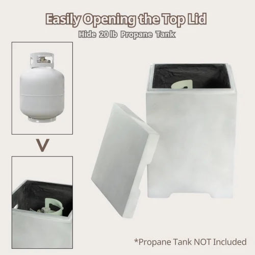 21-Inch Propane Tank Cover Table – Outdoor Side Table & Gas Tank Storage, Light Gray