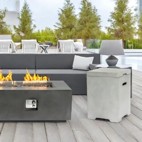 21-Inch Propane Tank Cover Table – Outdoor Side Table & Gas Tank Storage, Light Gray