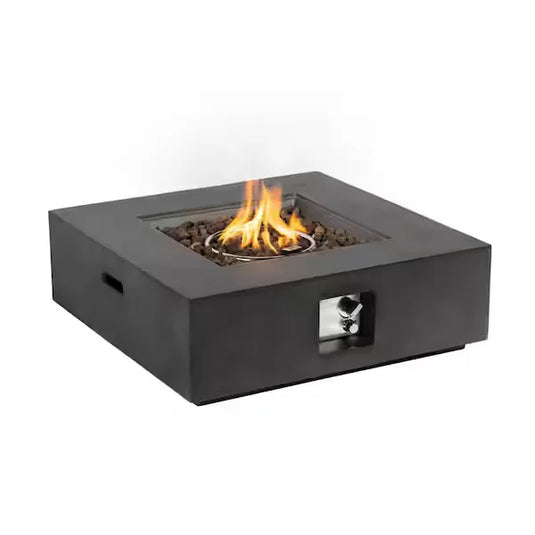 35-Inch Outdoor Square Propane Fire Pit Table – 50,000 BTU, Smoke-Free, Includes Lava Rocks & Waterproof Cover