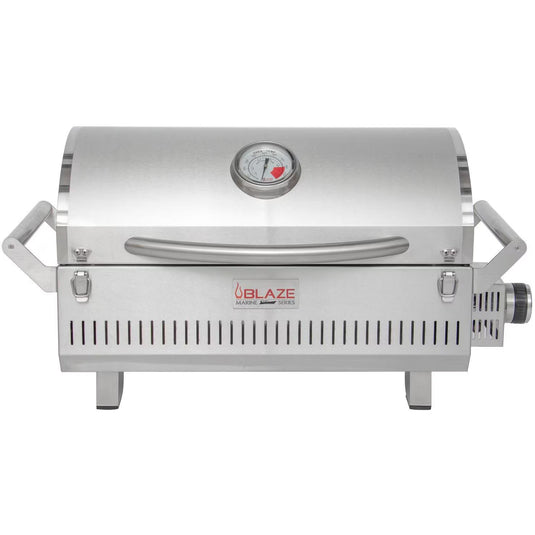 Blaze Professional LUX Marine Grade Portable Propane Gas Grill On Pedestal With Side Shelves