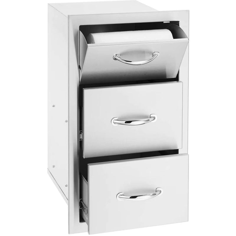 Load image into Gallery viewer, Summerset 15-Inch Stainless Steel Flush Mount Double Access Drawer With Paper Towel Holder - SSTDC-17
