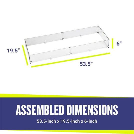 Rectangular Glass Flame Guard for 48" x 14" Drop-In Fire Pit Pan