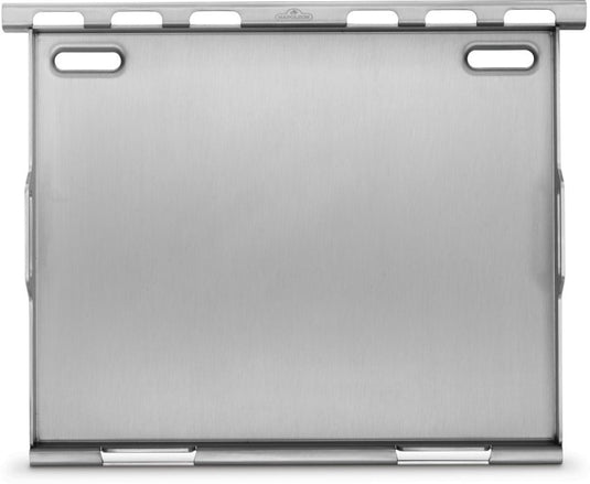 A full-sized stainless steel griddle insert designed for Freestyle and Rogue 425 model gas BBQ grills.