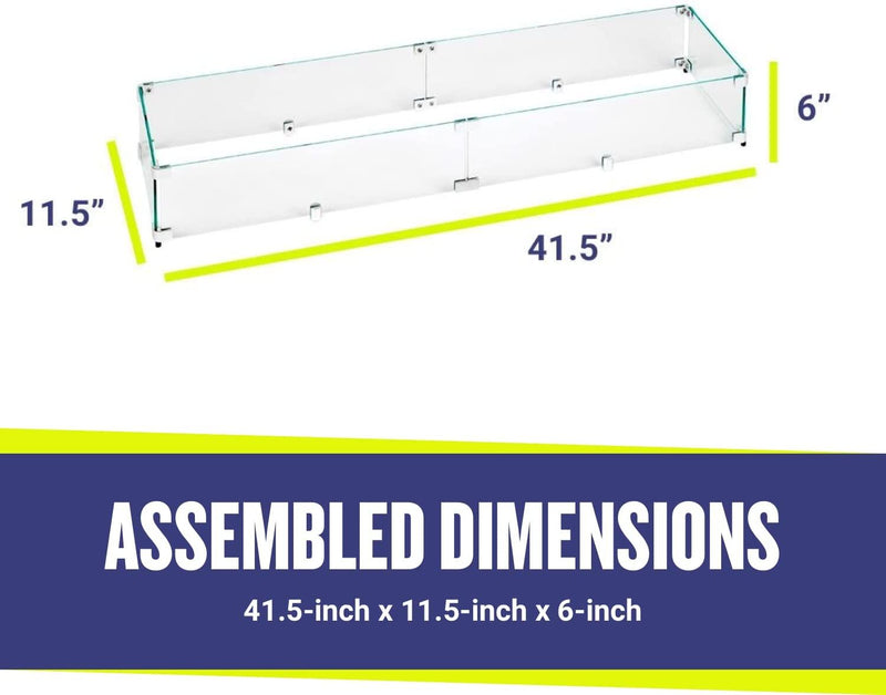 Load image into Gallery viewer, Linear Glass Flame Guard for 36&quot; x 6&quot; Linear Drop-In Fire Pit Pan
