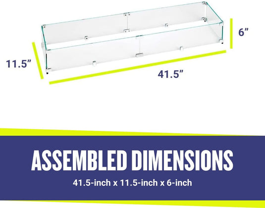 Linear Glass Flame Guard for 36" x 6" Linear Drop-In Fire Pit Pan