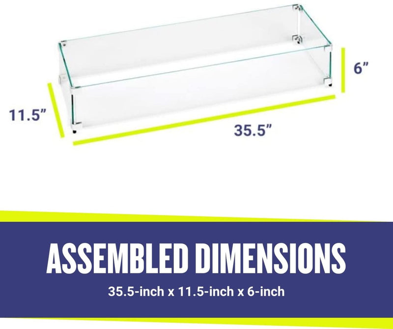 Load image into Gallery viewer, Linear Glass Flame Guard for 30&quot; x 6&quot; Linear Drop-In Fire Pit Pan
