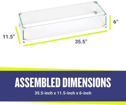 Linear Glass Flame Guard for 30" x 6" Linear Drop-In Fire Pit Pan