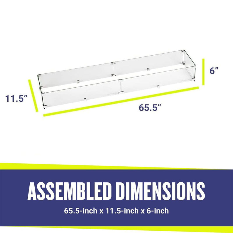 Load image into Gallery viewer, Linear Glass Flame Guard for 60&quot; x 6&quot; Linear Drop-In Fire Pit Pan
