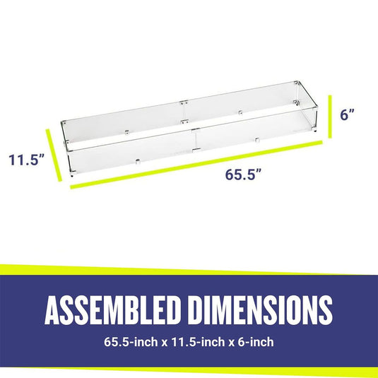 Linear Glass Flame Guard for 60" x 6" Linear Drop-In Fire Pit Pan