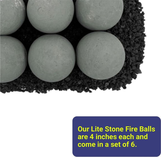 4" Cape Gray Lite Stone Fire Balls - Set of 6