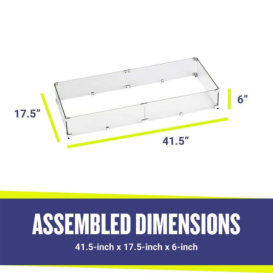 Rectangular Glass Flame Guard for 36" x 12" Drop-In Fire Pit Pan