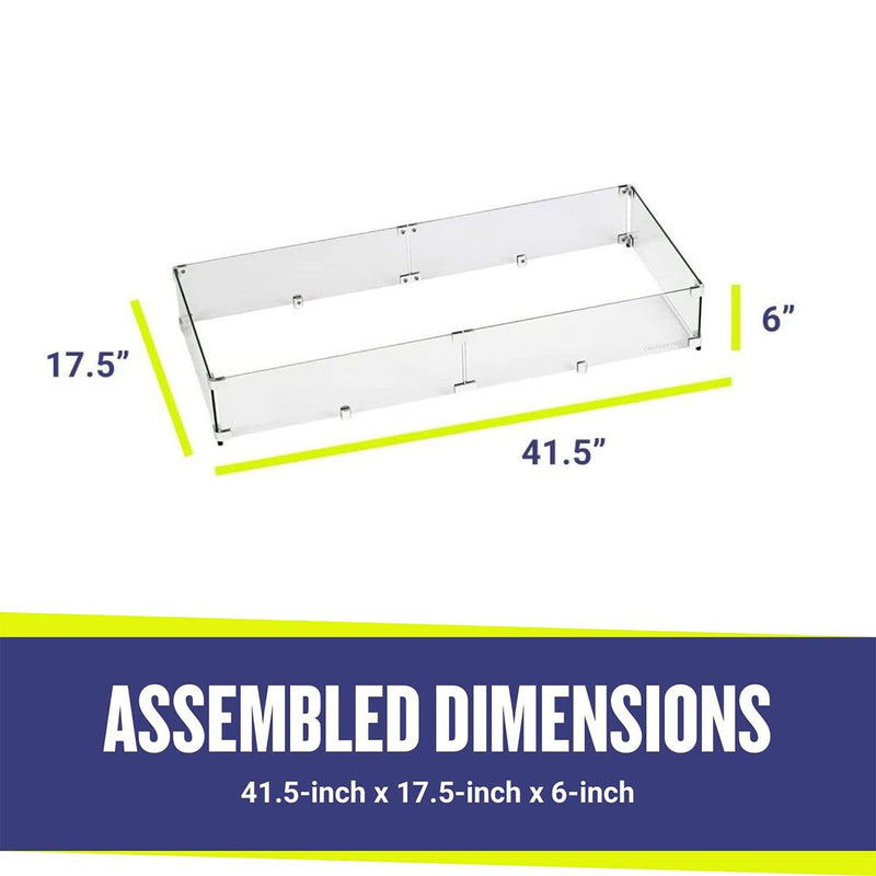 Load image into Gallery viewer, Rectangular Glass Flame Guard for 36&quot; x 12&quot; Drop-In Fire Pit Pan
