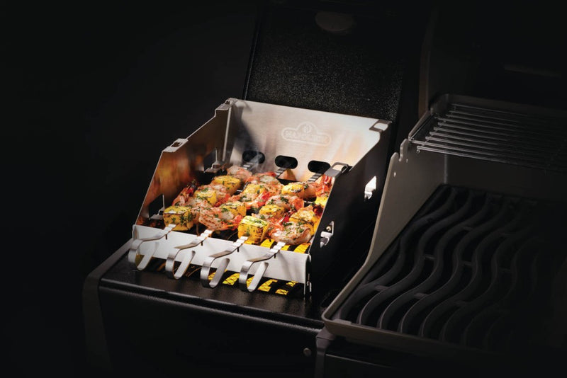 Load image into Gallery viewer, Napoleon Side Burner Windshield - Small with Skewer Rack
