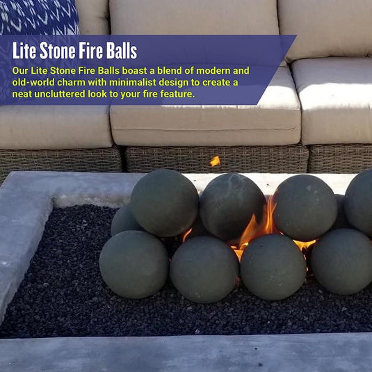 4" Cape Gray Lite Stone Fire Balls - Set of 6