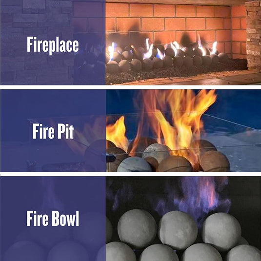 4" Cape Gray Lite Stone Fire Balls - Set of 6