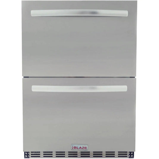 Blaze 23.5-Inch 5.1 Cu. Ft. Outdoor Rated Stainless Steel Double Drawer Refrigerator - BLZ-SSRF-DBDR5.1