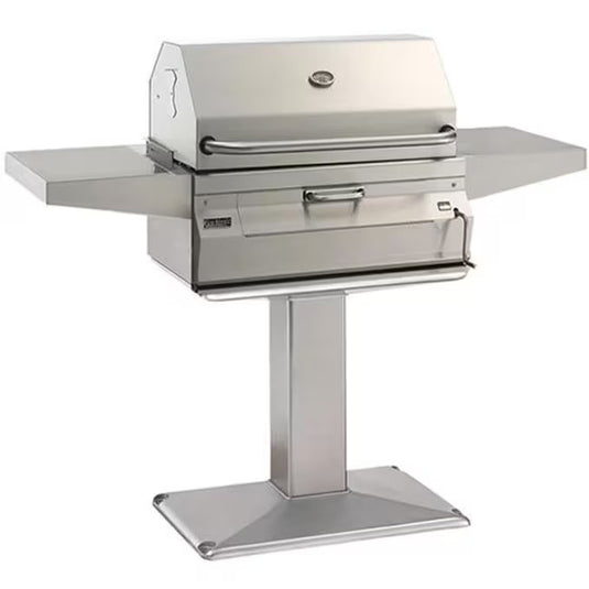 Fire Magic Legacy 24-Inch Smoker Charcoal Grill On Patio Post