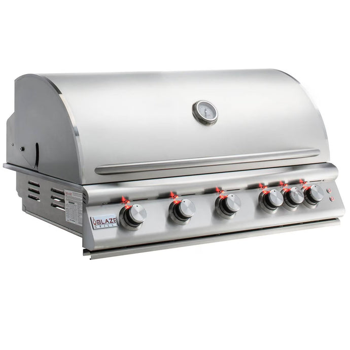 Blaze Premium LTE 40-Inch 5-Burner Built-In Gas Grill With Rear Infrared Burner & Grill Lights