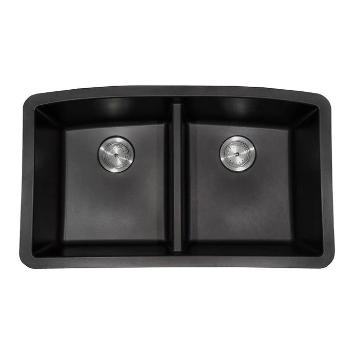 MSI Surfaces Black Quartz Double Bowl Sink 50/50-3219