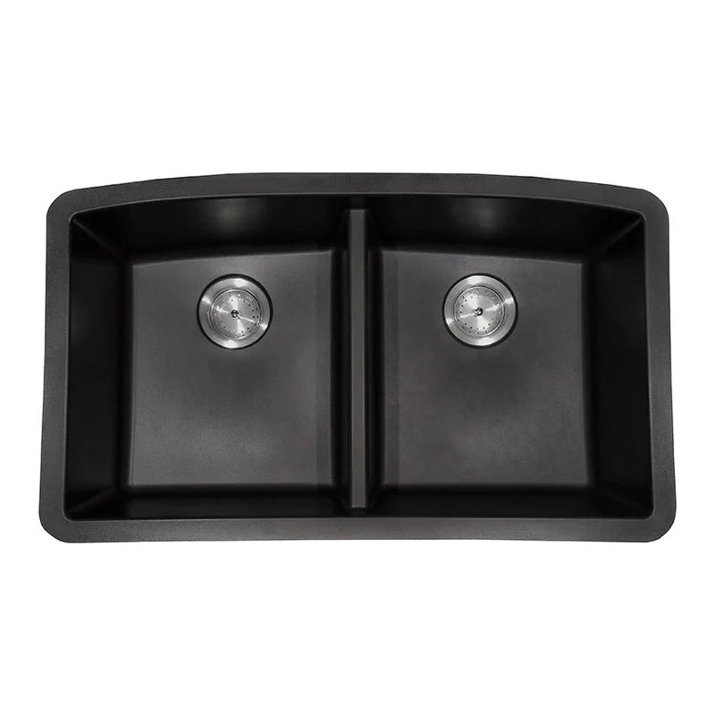 Load image into Gallery viewer, MSI Surfaces Black Quartz Double Bowl Sink 50/50-3219
