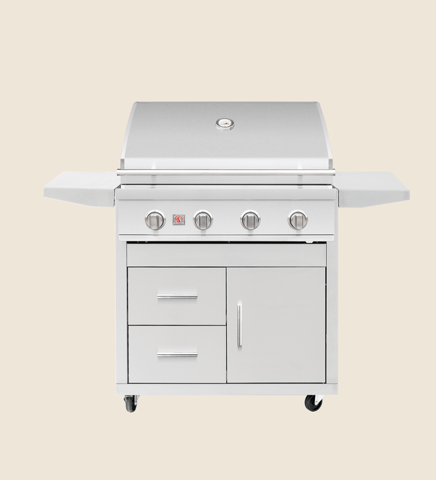 Summerset Sizzler 32″ Deluxe Grill Cart with Folding Shelves, Storage Drawers, and Propane Tank Access