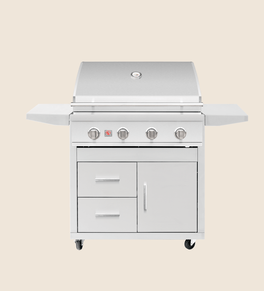Summerset Sizzler 32″ Deluxe Grill Cart with Folding Shelves, Storage Drawers, and Propane Tank Access