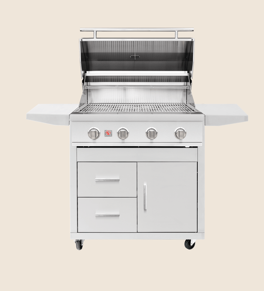 Summerset Sizzler 32″ Deluxe Grill Cart with Folding Shelves, Storage Drawers, and Propane Tank Access