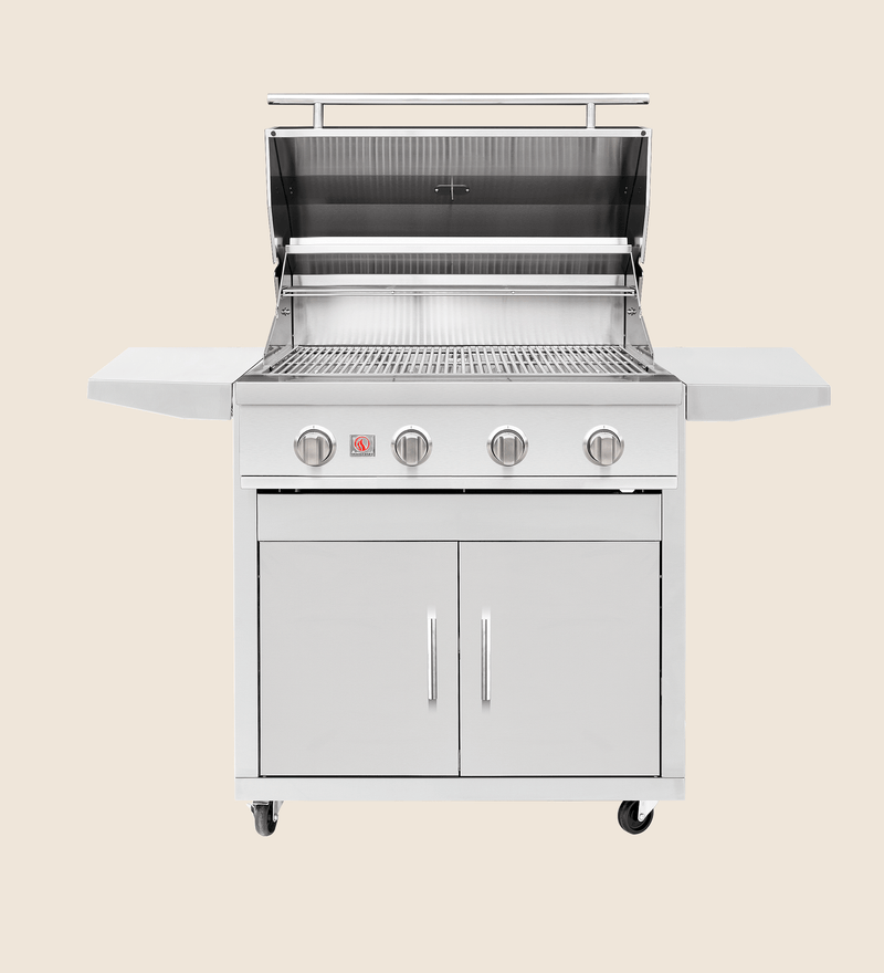 Load image into Gallery viewer, Summerset Sizzler / Sizzler Pro 32″ Grill Cart – Premium stainless steel cart with folding shelves, storage, and ventilation features
