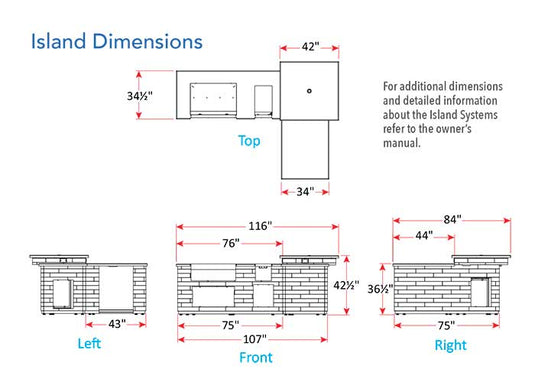 Fire Magic L-Shaped FBO Island with Refrigerator Cut-Out Echelon Diamond Series