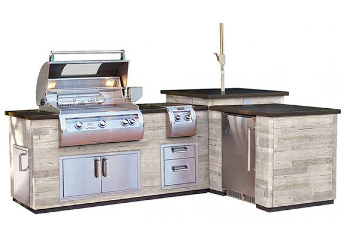 Fire Magic L-Shaped SP Island with Refrigerator Cut-Out Echelon Diamond Series