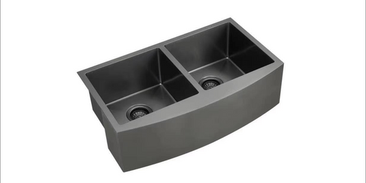 Elite Stone Black Double Apron Sink Undermount - AP3322D-RD -BK